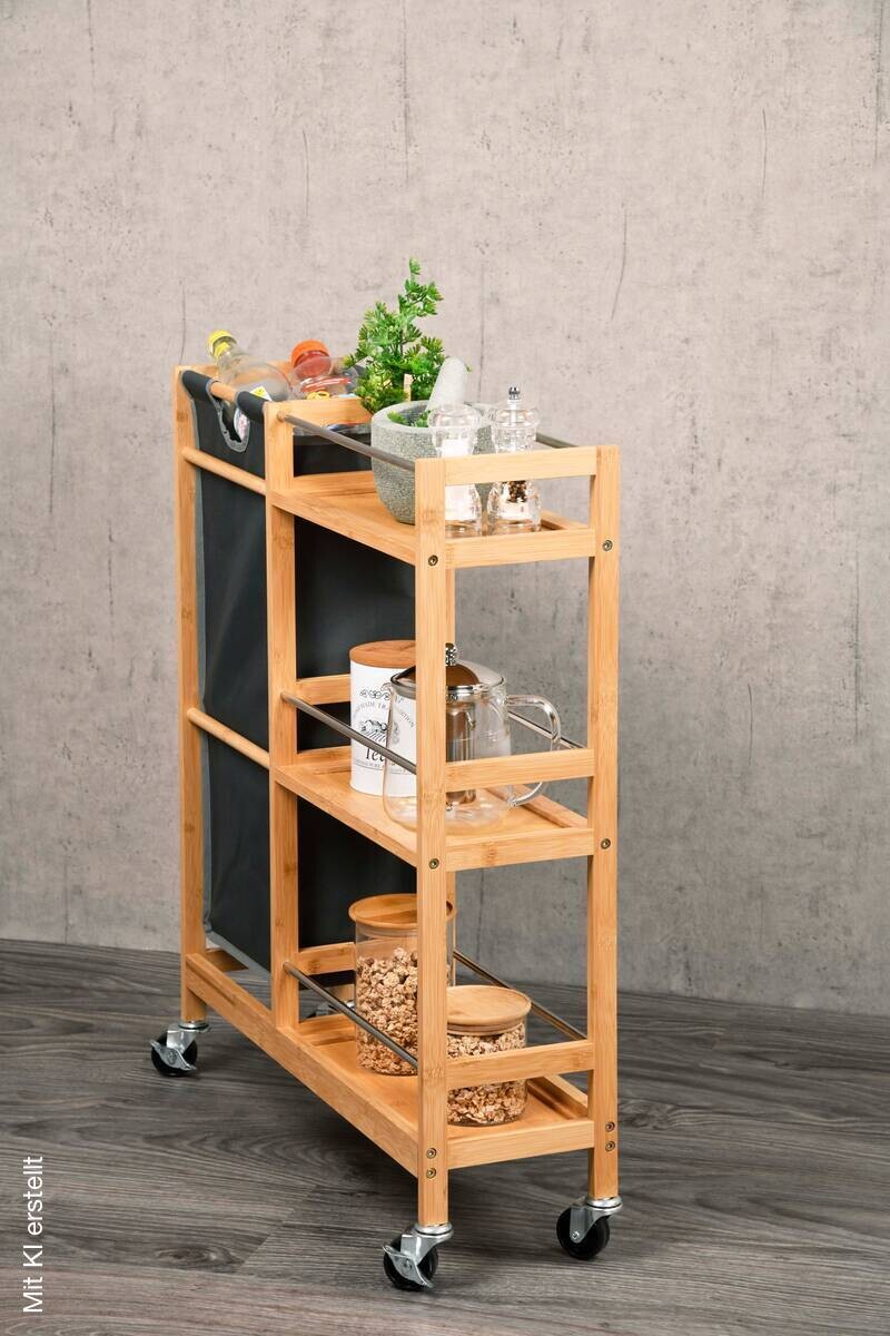 Kesper Nischenwagen grau Bambus B/H/L: ca. 24,5x9,5x79 cm