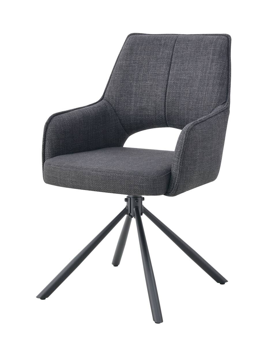 Drehstuhl JANA, 2er Set anthrazit Stoff B/H/T: ca. 57x91x64 cm