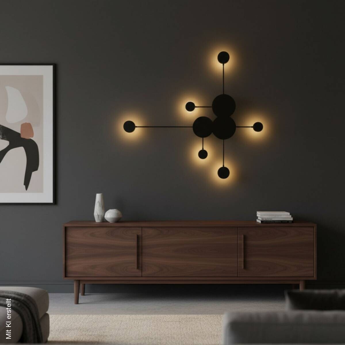 Opviq LED-Wandleuchte schwarz B/H/T: ca. 117x5x108 cm 6 Brennstellen