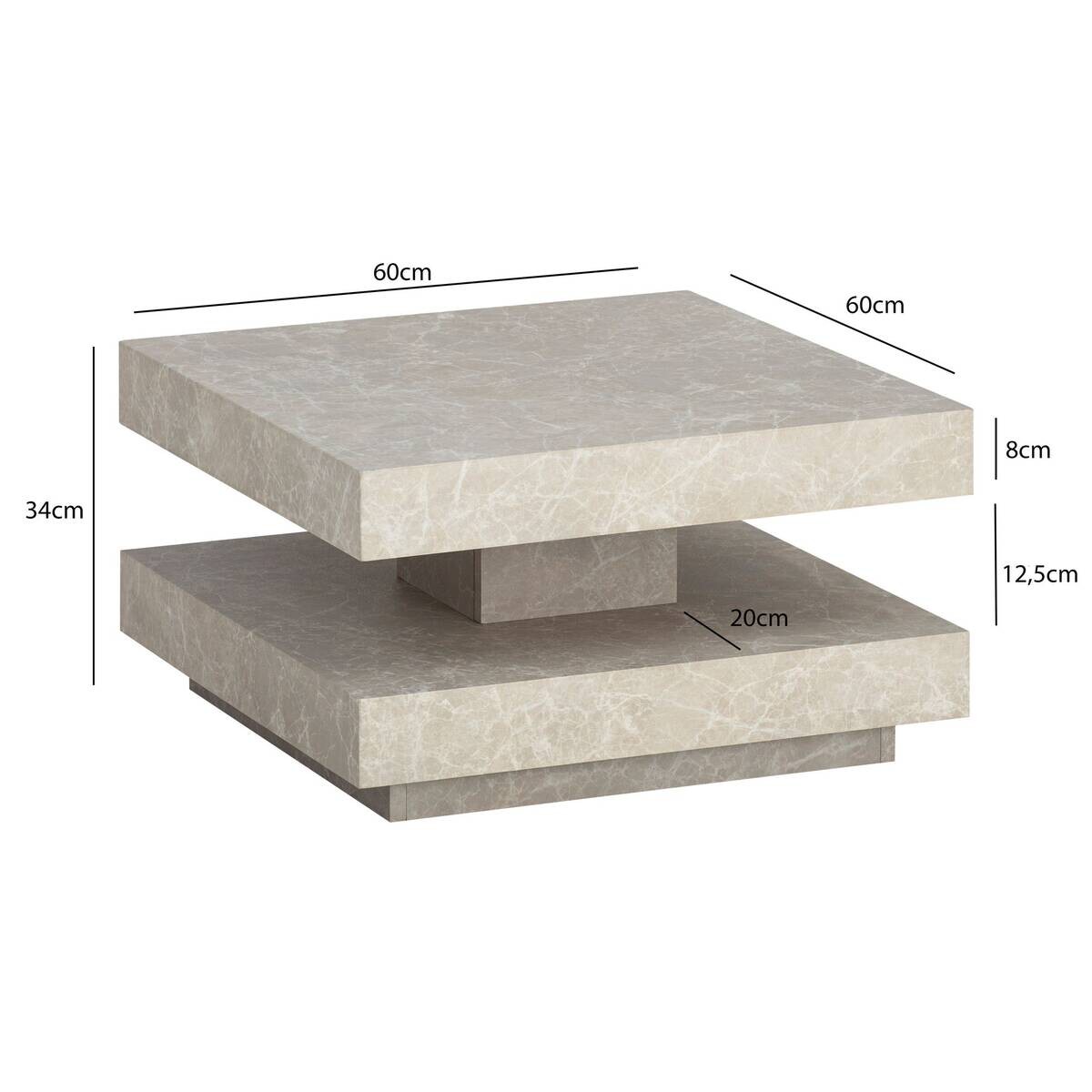 Wohnling Couchtisch sand B/H/T: ca. 60x34x60 cm