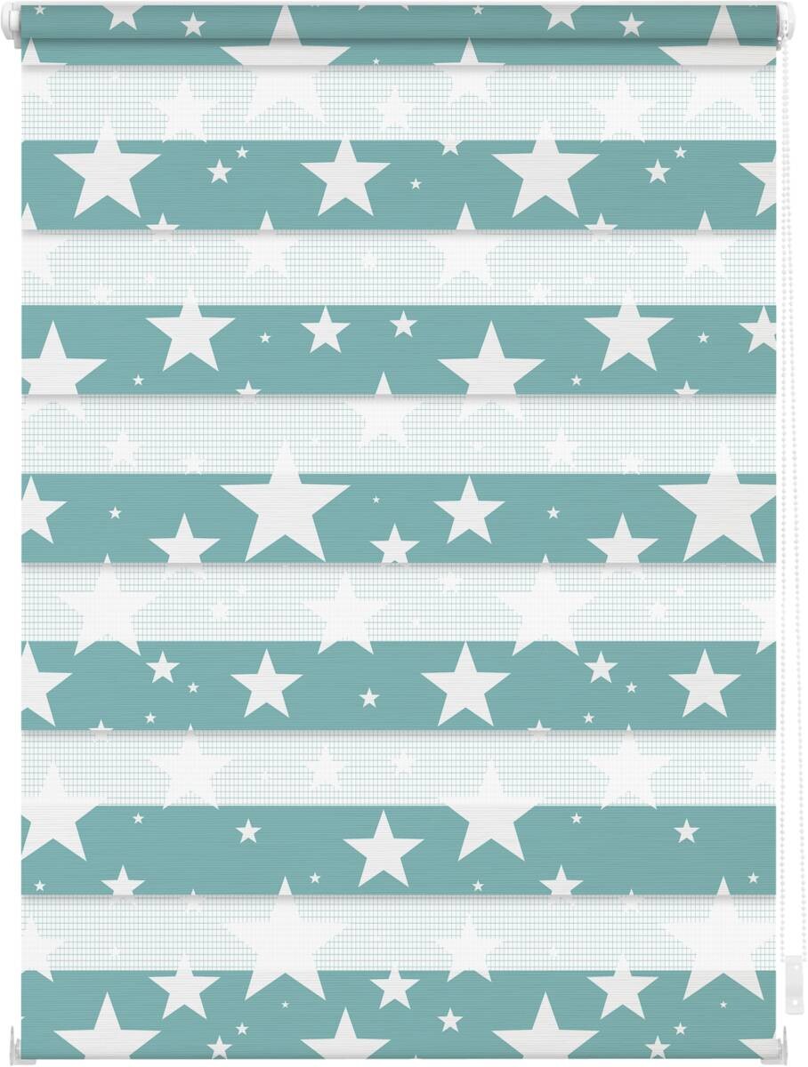 LICHTBLICK Doppelrollo Duo Sterne petrol B/T: ca. 45x150 cm