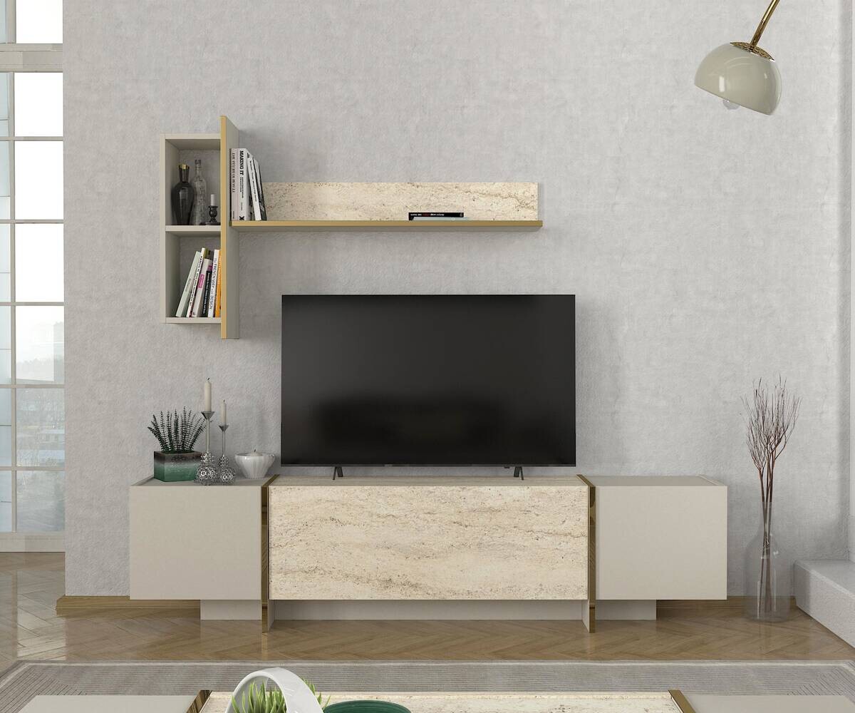 Wohnwand Veyron beige B/H/T: ca. 180x45x32 cm
