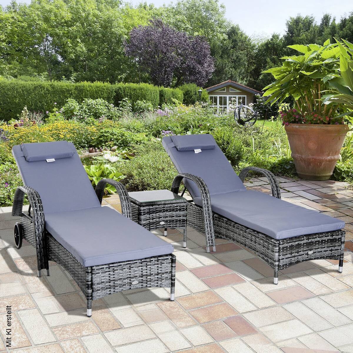 Outsunny Gartenliege grau Metall
