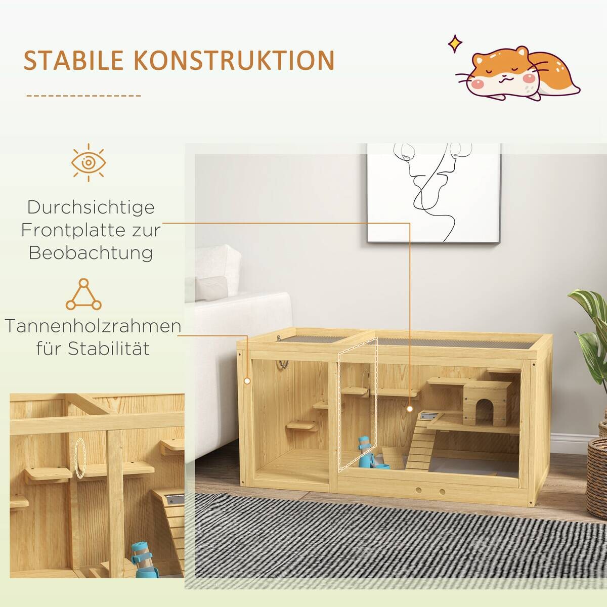 PawHut Tier-Zubehör natur Polypropylen B/H/L: ca. 50x100x50 cm