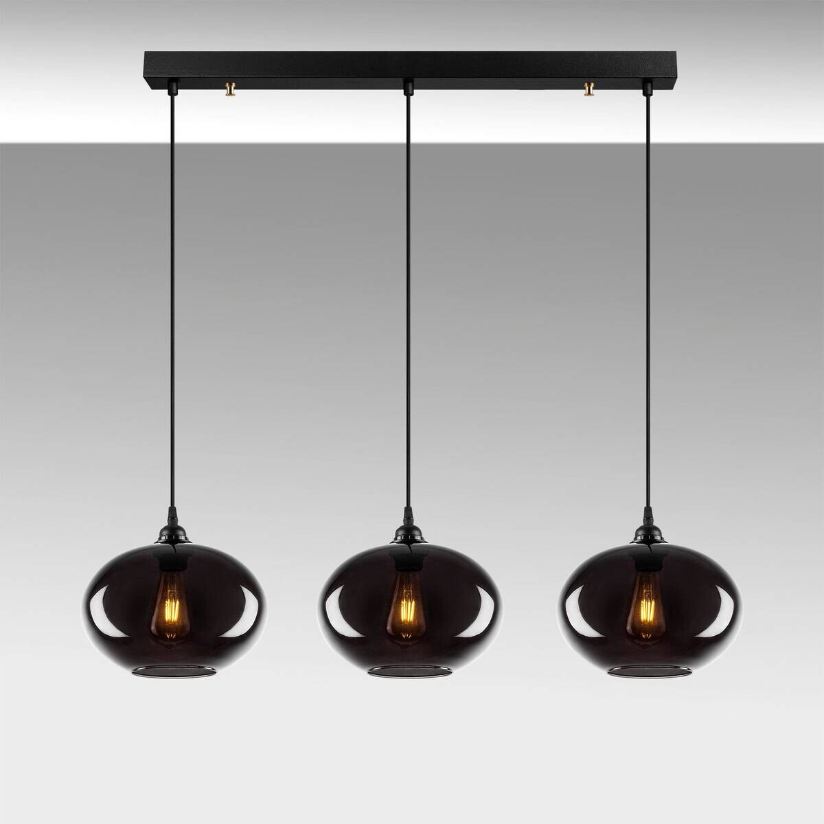 Pendelleuchte grau Rauch Metall Glas B/H/T/L: ca. 97x120x97x97 cm E27 1 Brennstellen