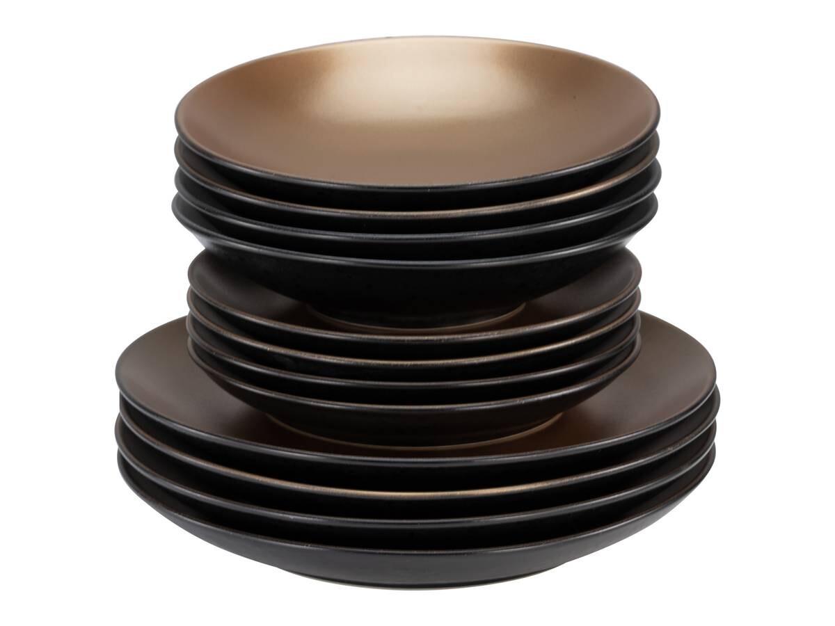 CreaTable Tafelservice GLAMOUR gold Steinzeug 12 tlg.