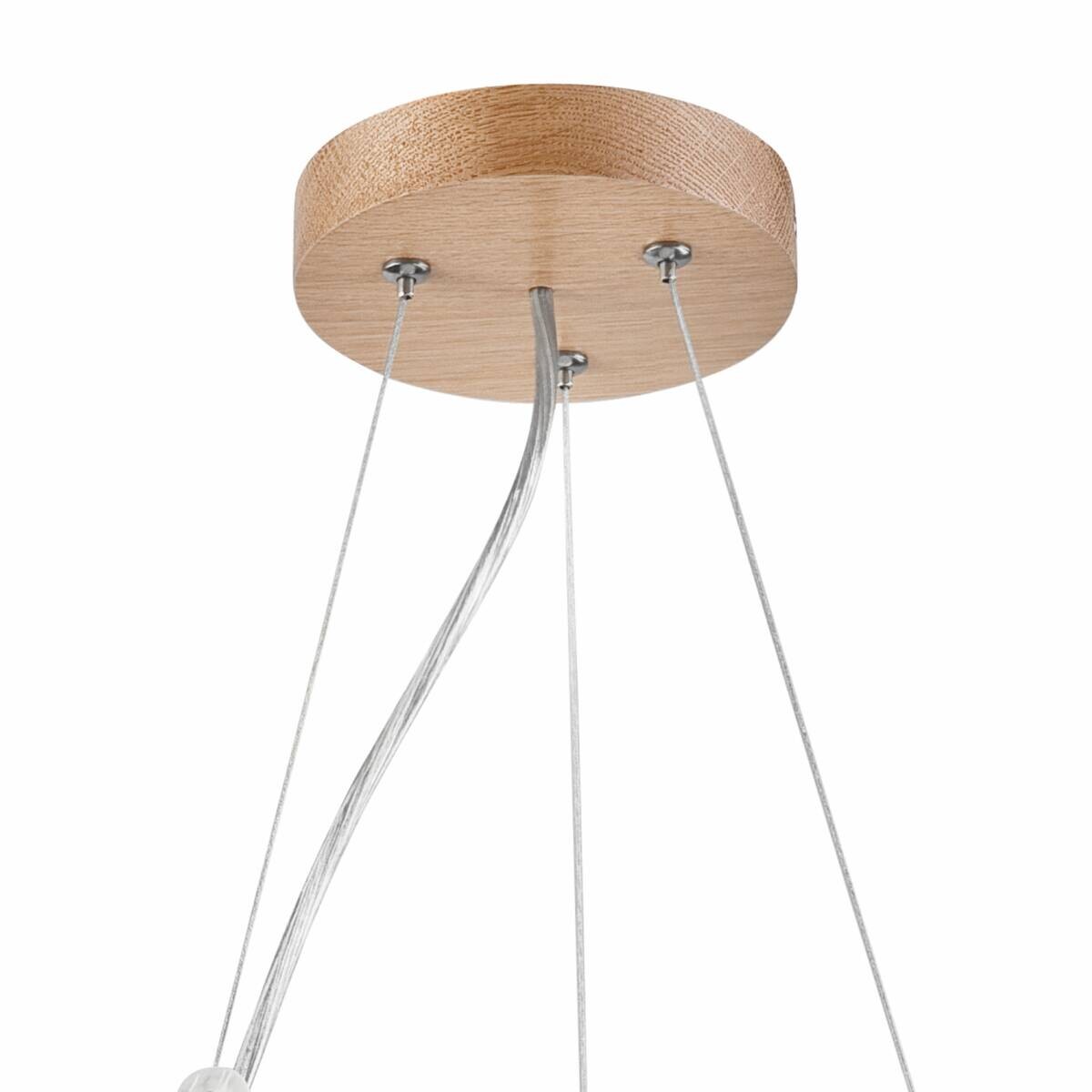 Lamkur Deckenleuchte Eveline Eiche Holz Glas H/L: ca. 80x47 cm E27 3 Brennstellen