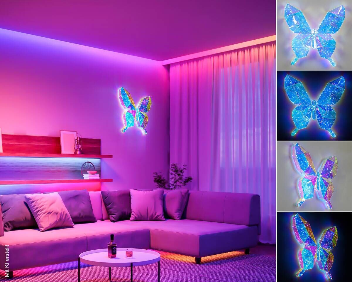 Nolo LED-Dekowandleuchte Butterfly B/H/T: ca. 46x45x8 cm