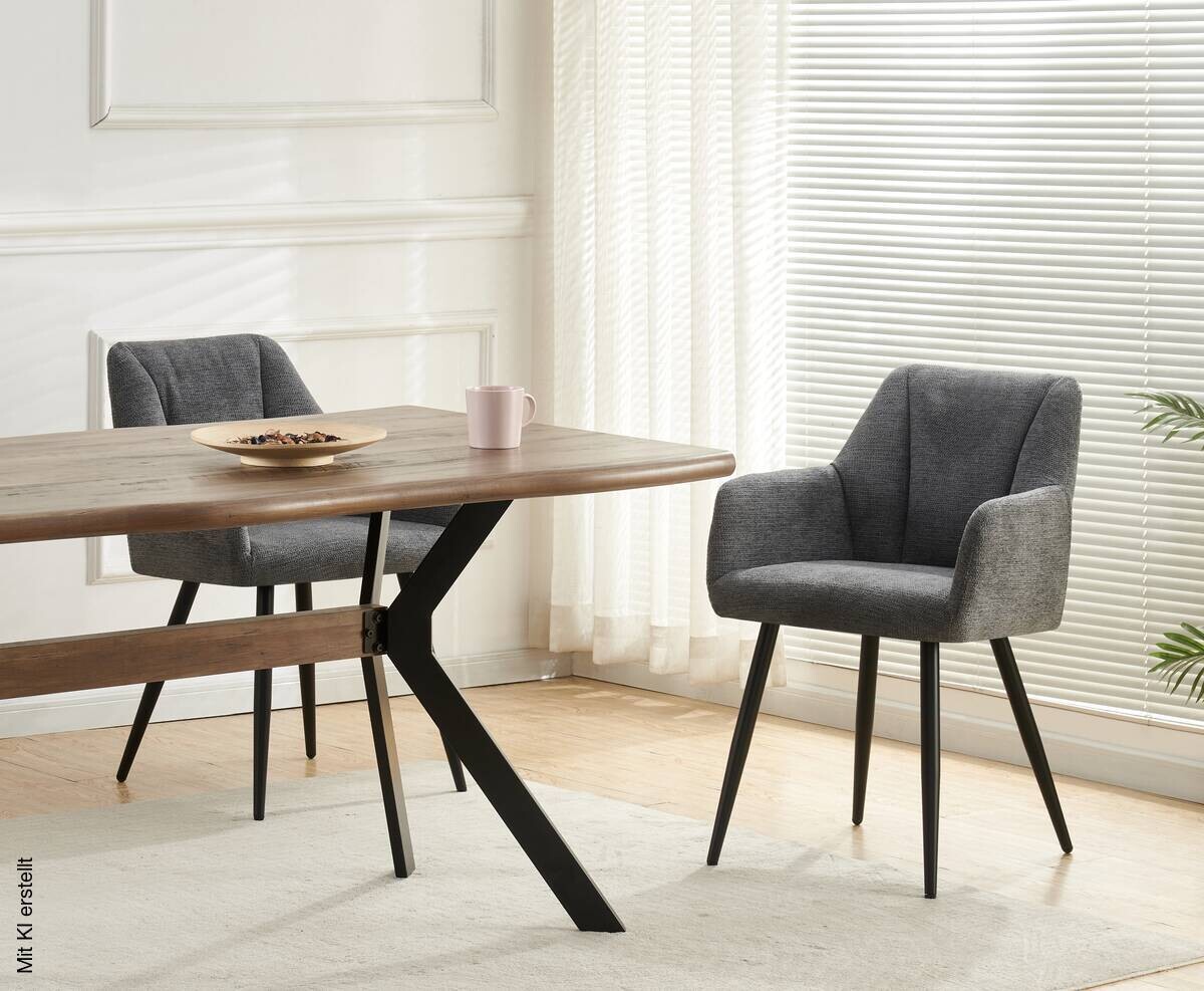 Stuhl BELLA, 2er Set anthrazit Stoff B/H/T: ca. 55x82x62 cm