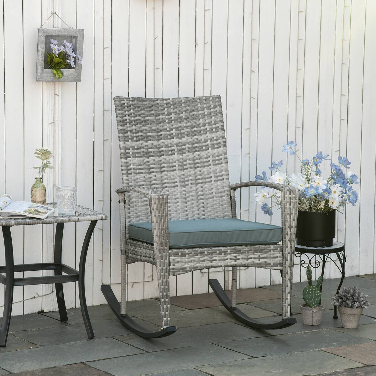 Outsunny Gartensessel grau Polyester B/H/L: ca. 88x66x98 cm