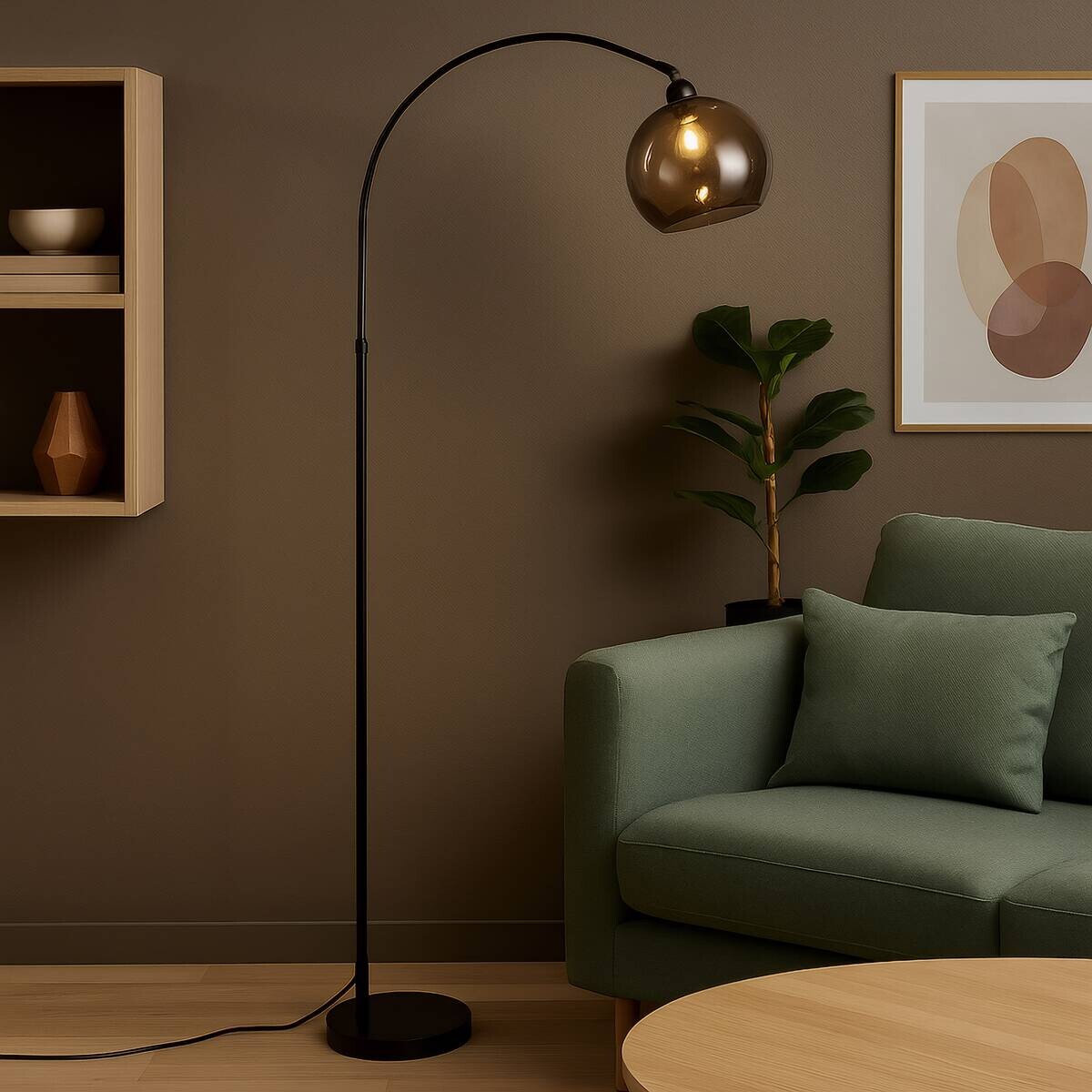 POCOline Stehlampe Olga schwarz Metall B/H/L: ca. 86x175x25 cm E27 1 Brennstellen