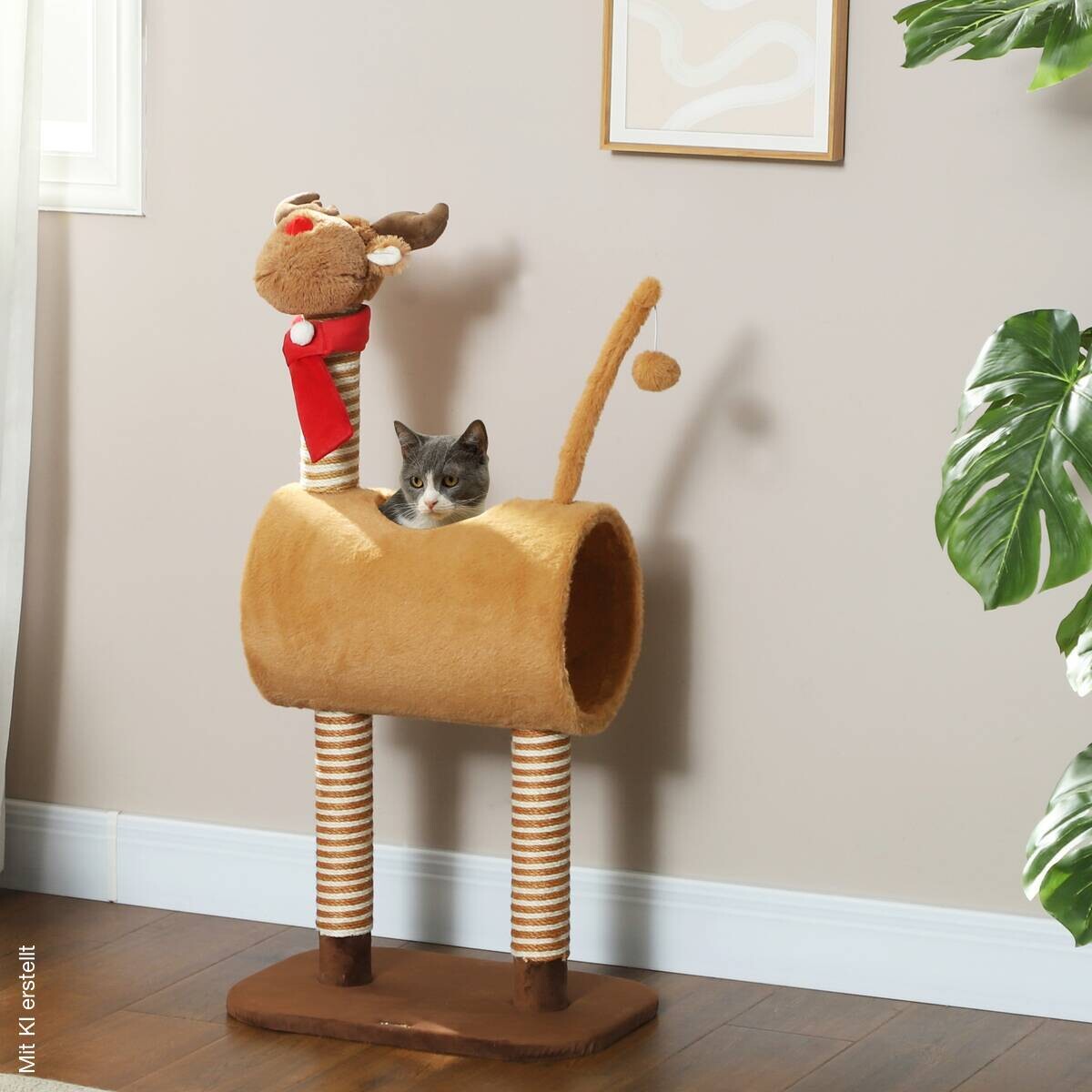 PawHut Kratzbaum braun Polyester B/H/L: ca. 34x98x48 cm