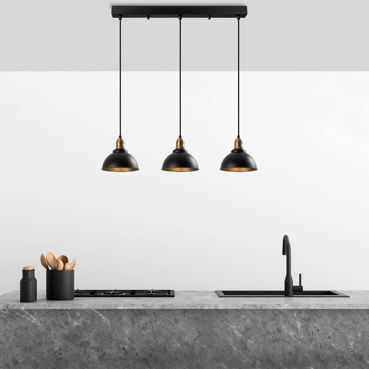 Opviq Pendelleuchte Varzan bronze schwarz Metall B/H/T/L/D: ca. 21x117x21x70x21 cm E27 3 Brennstellen