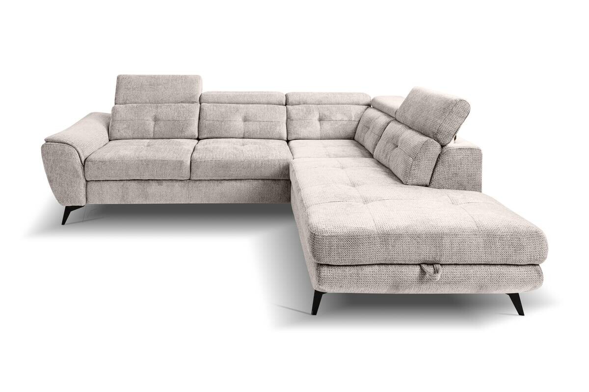 Ecksofa mit Bettfunktion und Bettkasten grau Microfaser B/H/T: ca. 274x82x231 cm