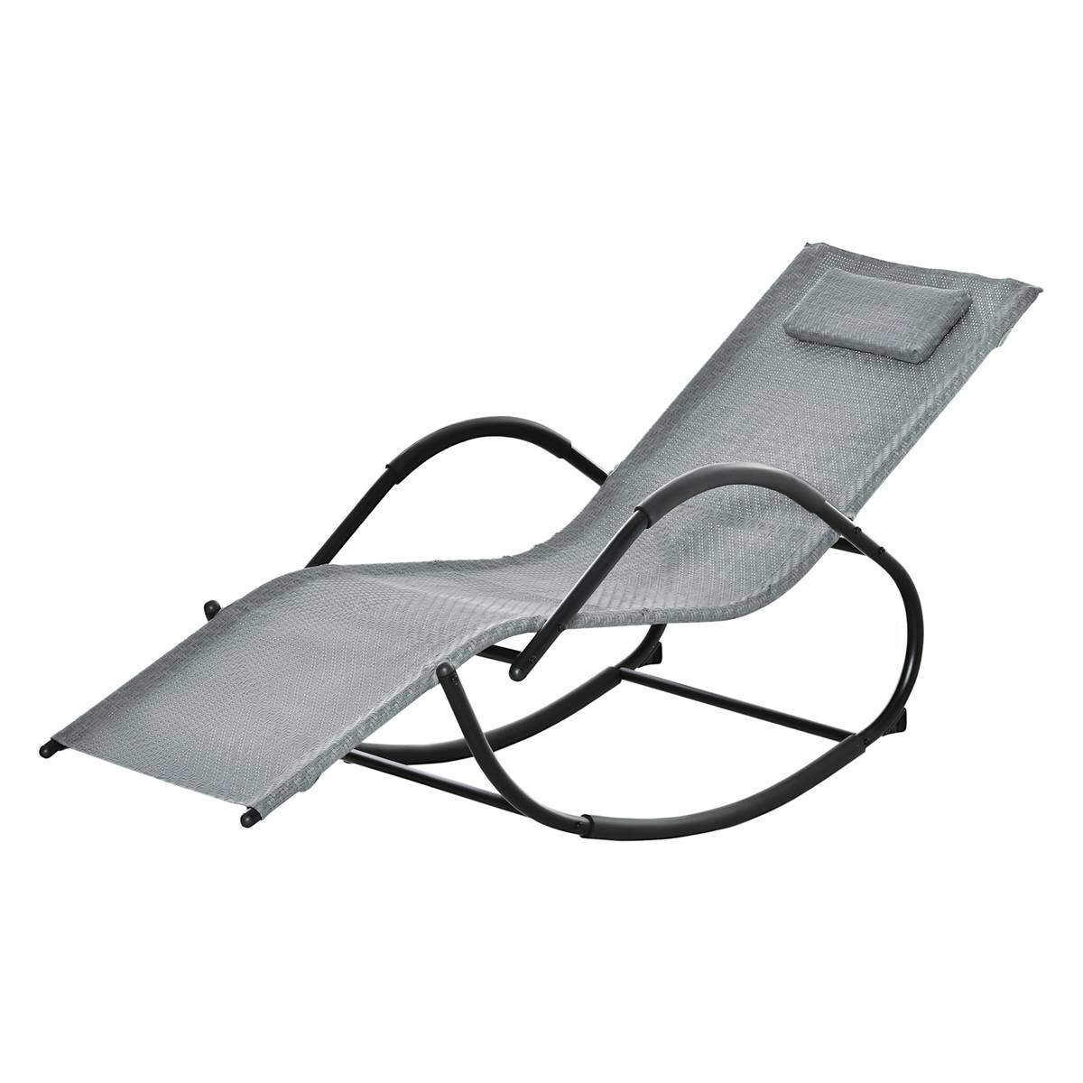 Outsunny Schaukelstuhl grau Metall B/H/L: ca. 160x79x61 cm