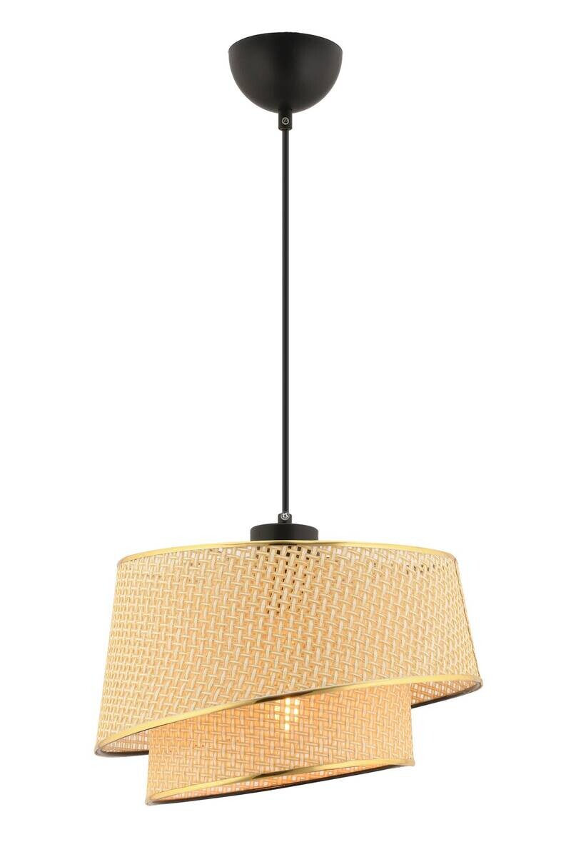 Opviq Pendelleuchte Barette kamel gold Stoff Metall B/H/L: ca. 32x65x32 cm E27 1 Brennstellen
