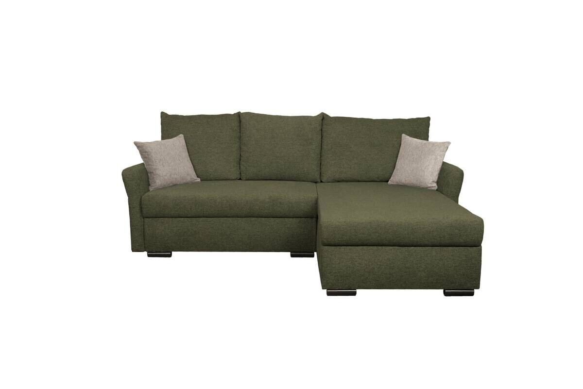 Ecksofa mit Bettfunktion und Bettkasten grün Webstoff B/H/T: ca. 218x90x168 cm