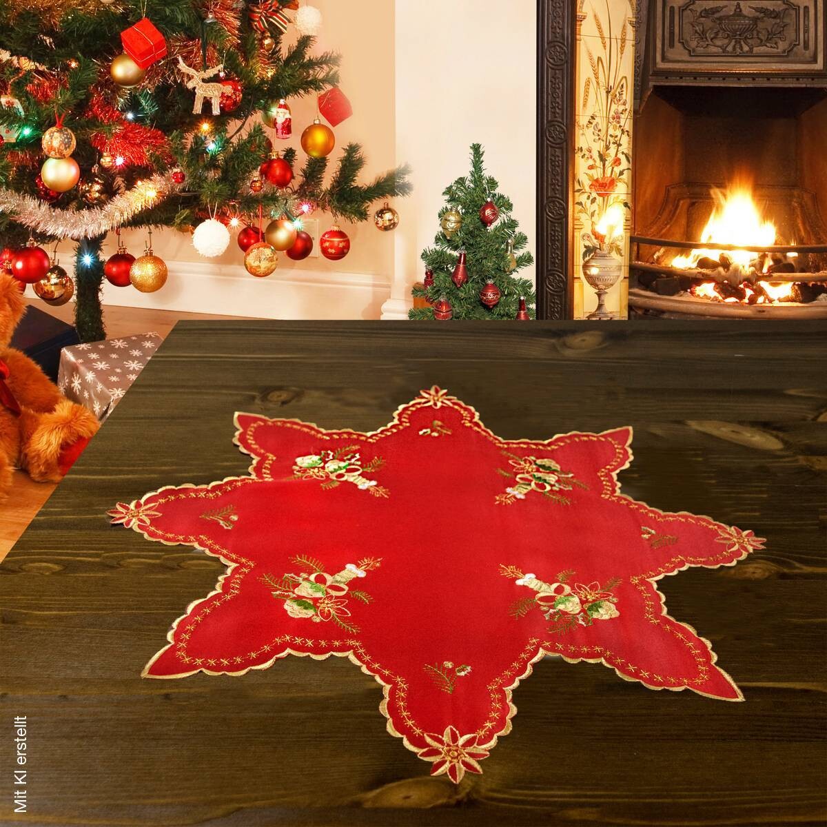 Deckchen rot Polyester B: ca. 40 cm