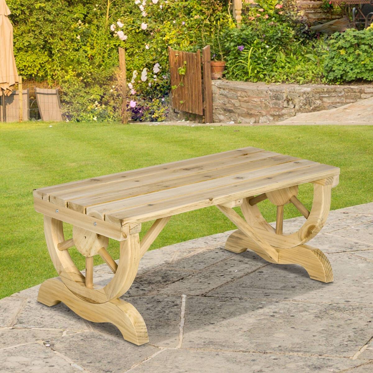 Outsunny Sitzbank natur Holz B/H/L: ca. 50x40x98 cm