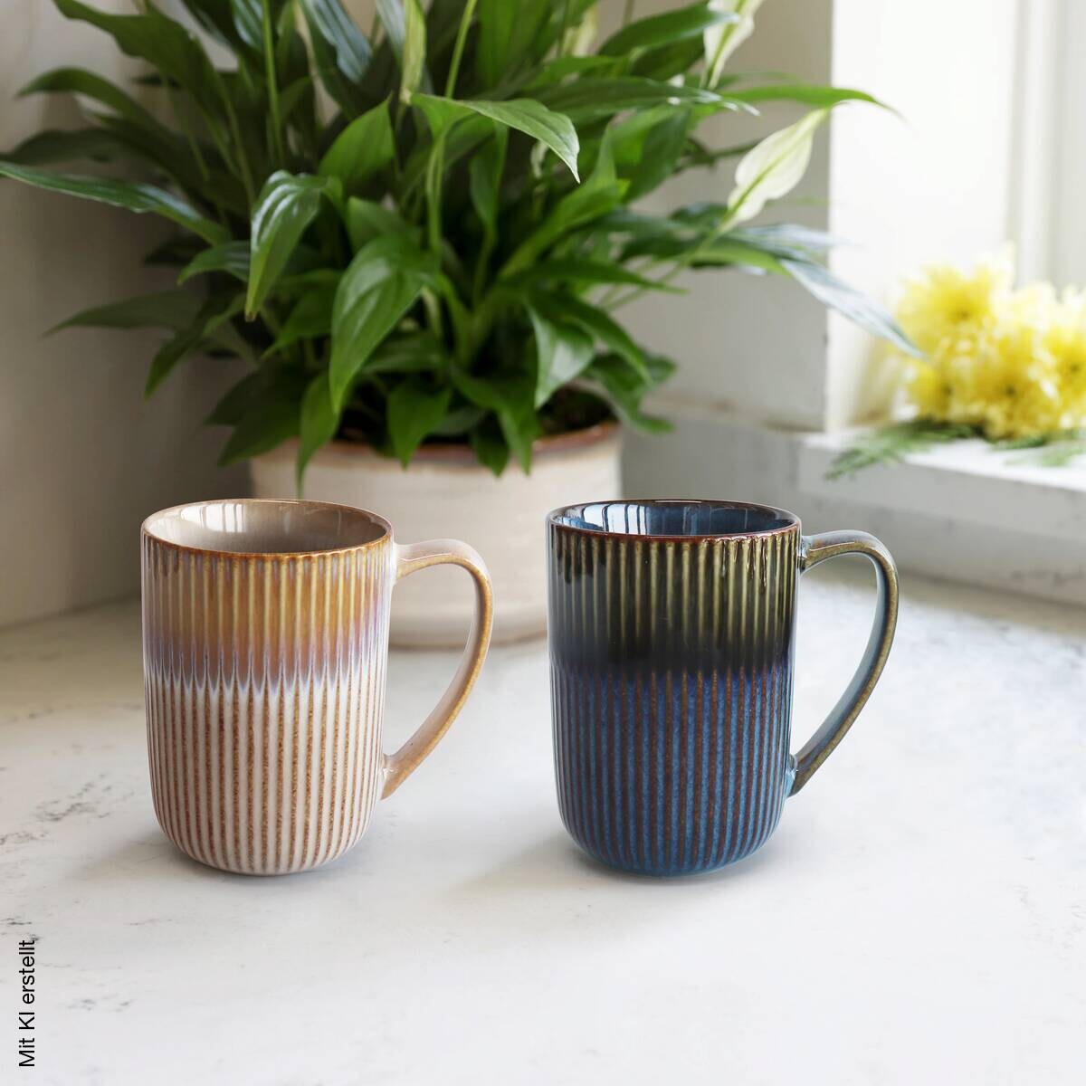 POCOline Kaffeebecher blau Steingut