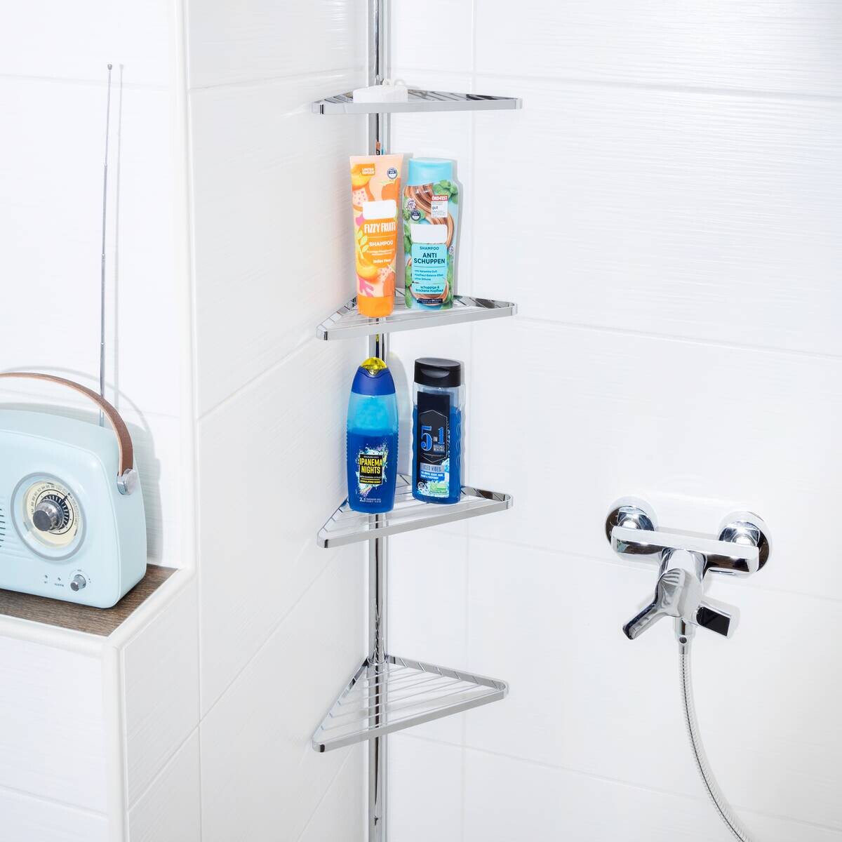 Teleskop-Duschecke silber Metall B/H/L: ca. 10x19x79 cm