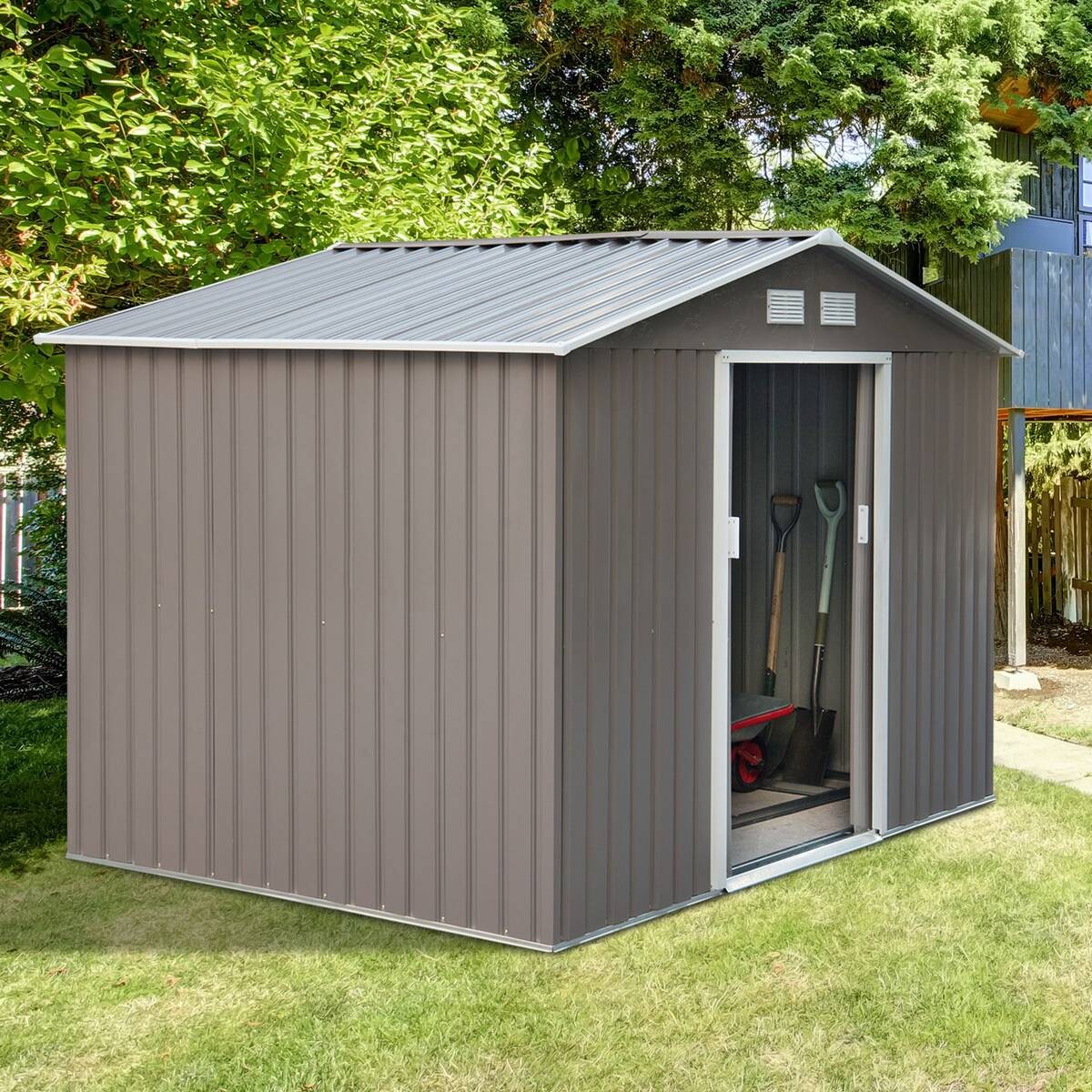 Outsunny Gartenhaus grau B/H/L: ca. 181x192x277 cm