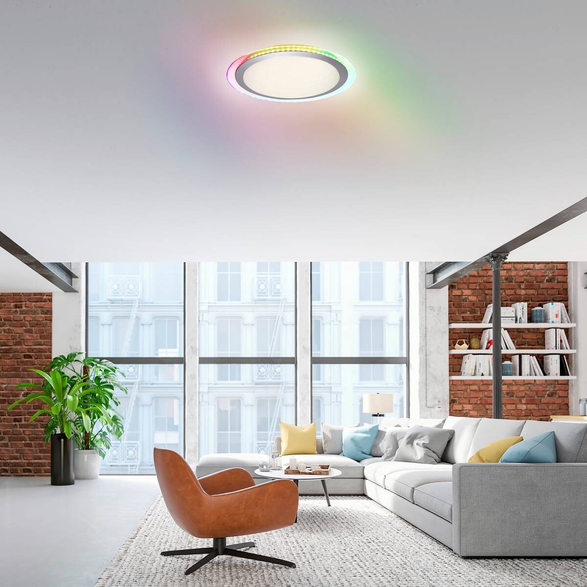 Just Light LED-Deckenleuchte Cyba klar silber Kunststoff Metall H/D: ca. 8x45 cm 2 Brennstellen