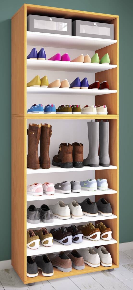 Schuhregal Lona buche Nachbildung weiß B/H/T: ca. 70x183x37 cm