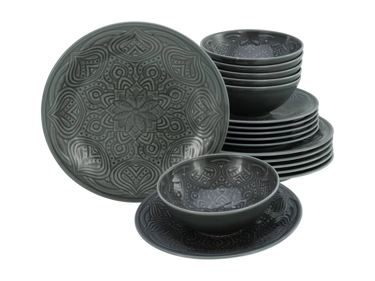 CreaTable Tafelservice Orient Mandala stein Porzellan 18 tlg.