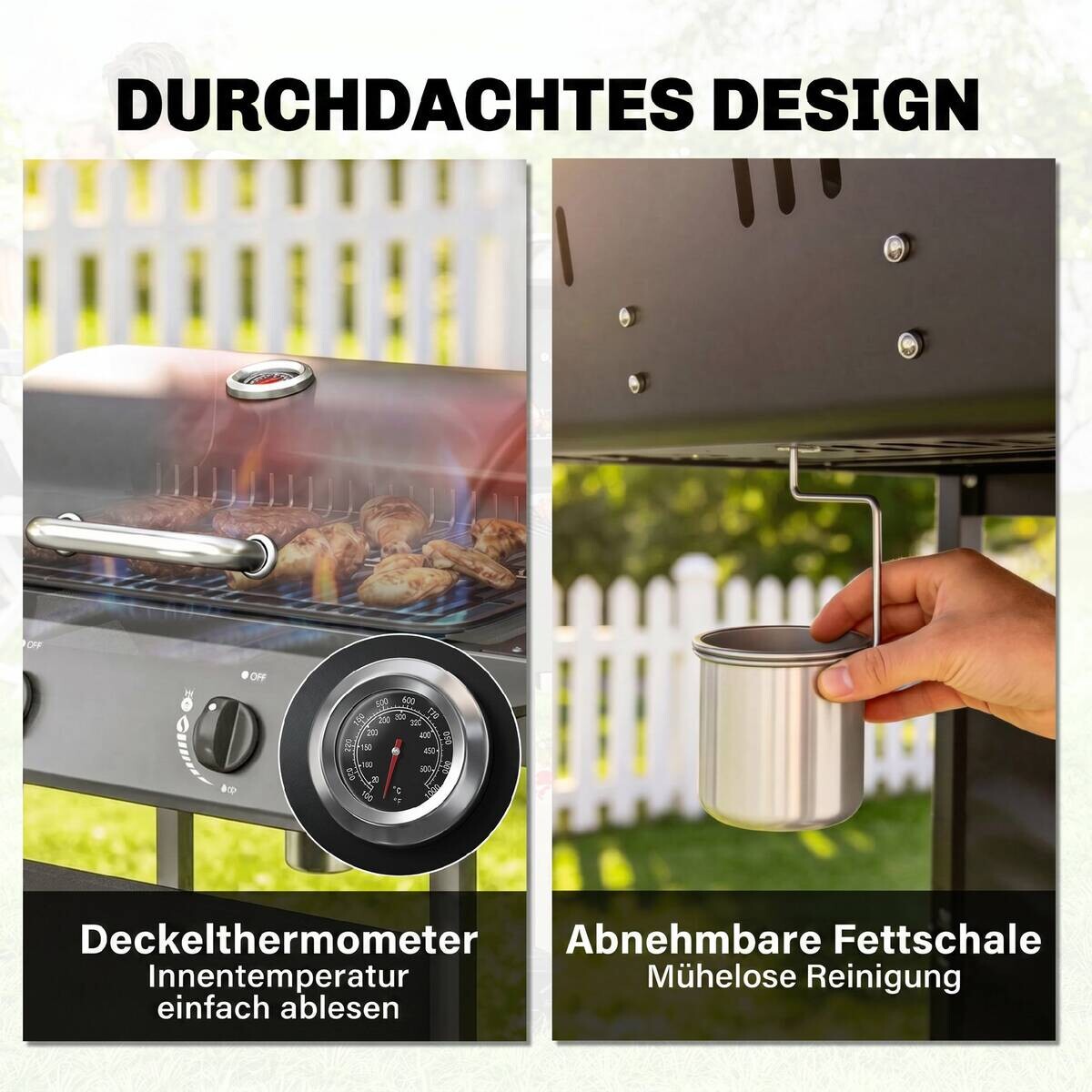 Outsunny Gasgrill Edelstahl B/H/L: ca. 56x95x99 cm