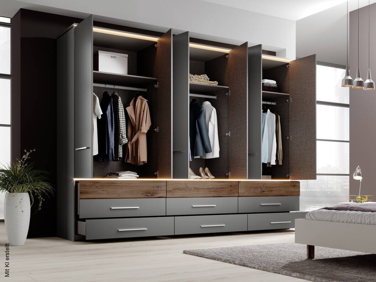 Kleiderschrank Tulsa Arktisgrau Oak Flagstaff Nachbildung B/H/T: ca. 301x229x61 cm