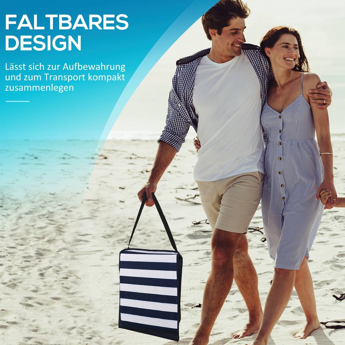 Outsunny Strandliegen blau Polyester B/H/L: ca. 51x40x142 cm