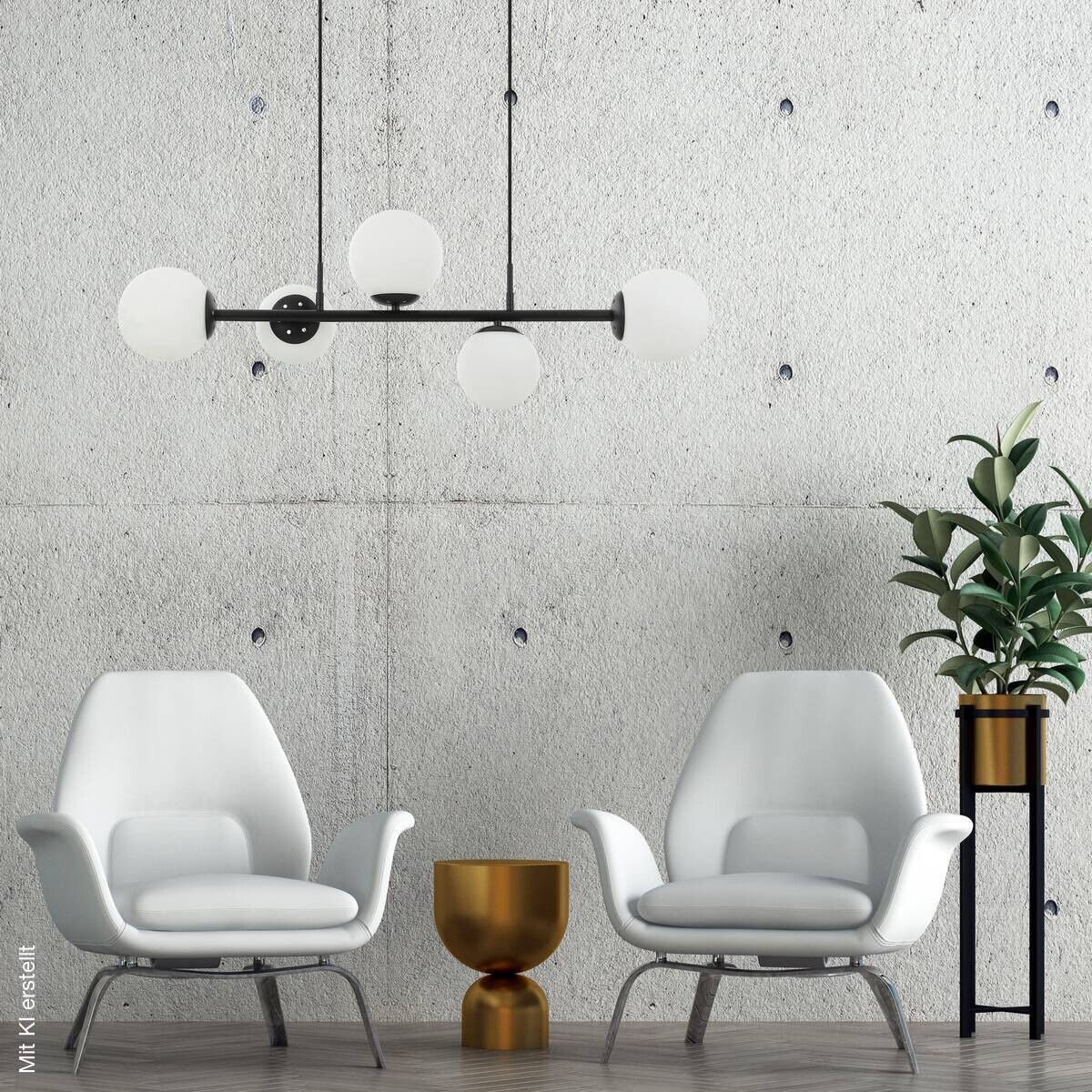Lamkur Pendelleuchte Maddie schwarz Glas Stahl B/H/L: ca. 120x23x93 cm E14 5 Brennstellen