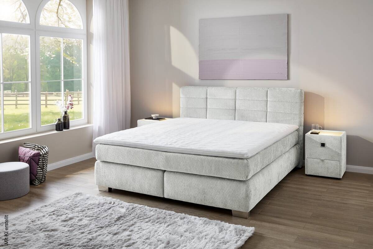 Boxspringbett hellgrau Liegefläche B/L: ca. 180x200 cm