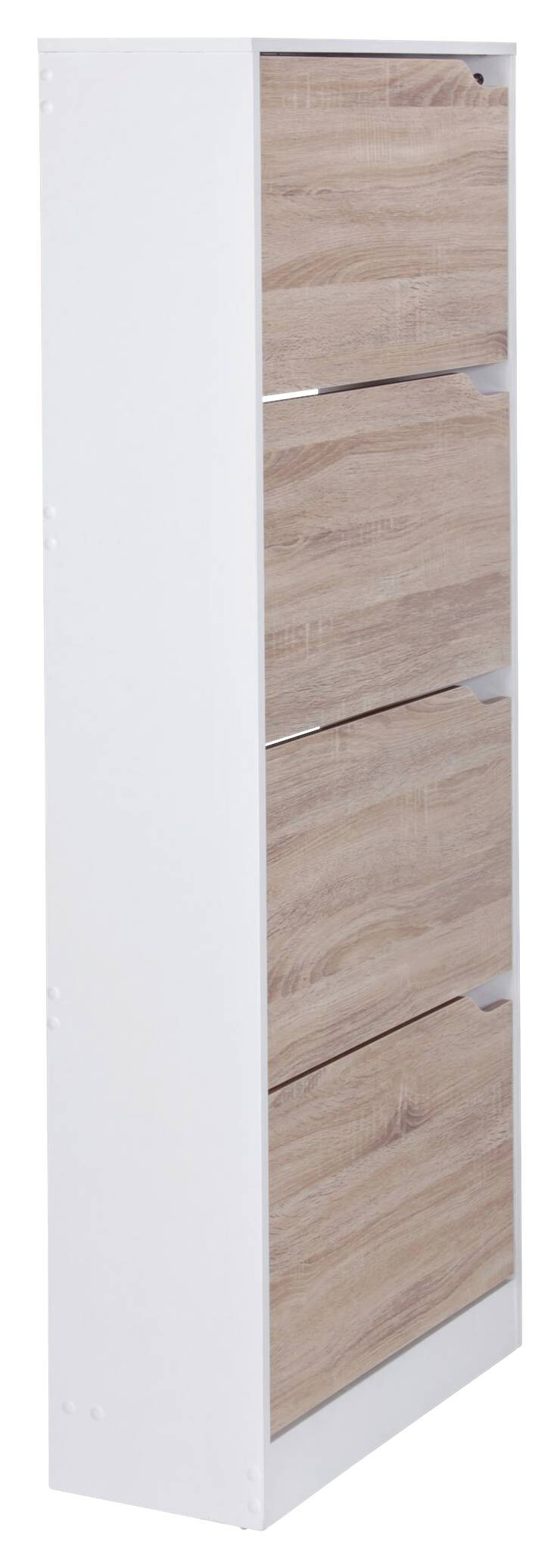 Schuhschrank Eiche Sonoma Nachbildung weiß B/H/T: ca. 60x150x24 cm