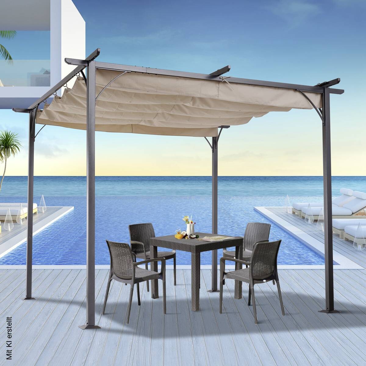 Outsunny Pergola schwarz Metall B/H/L: ca. 300x230x300 cm