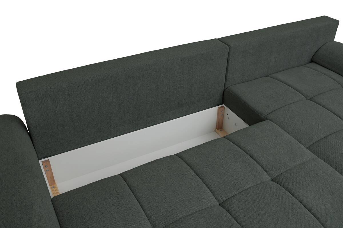Ecksofa mit Bettfunktion und Bettkasten Lorenz grün Microfaser B/H/T: ca. 284x74x180 cm