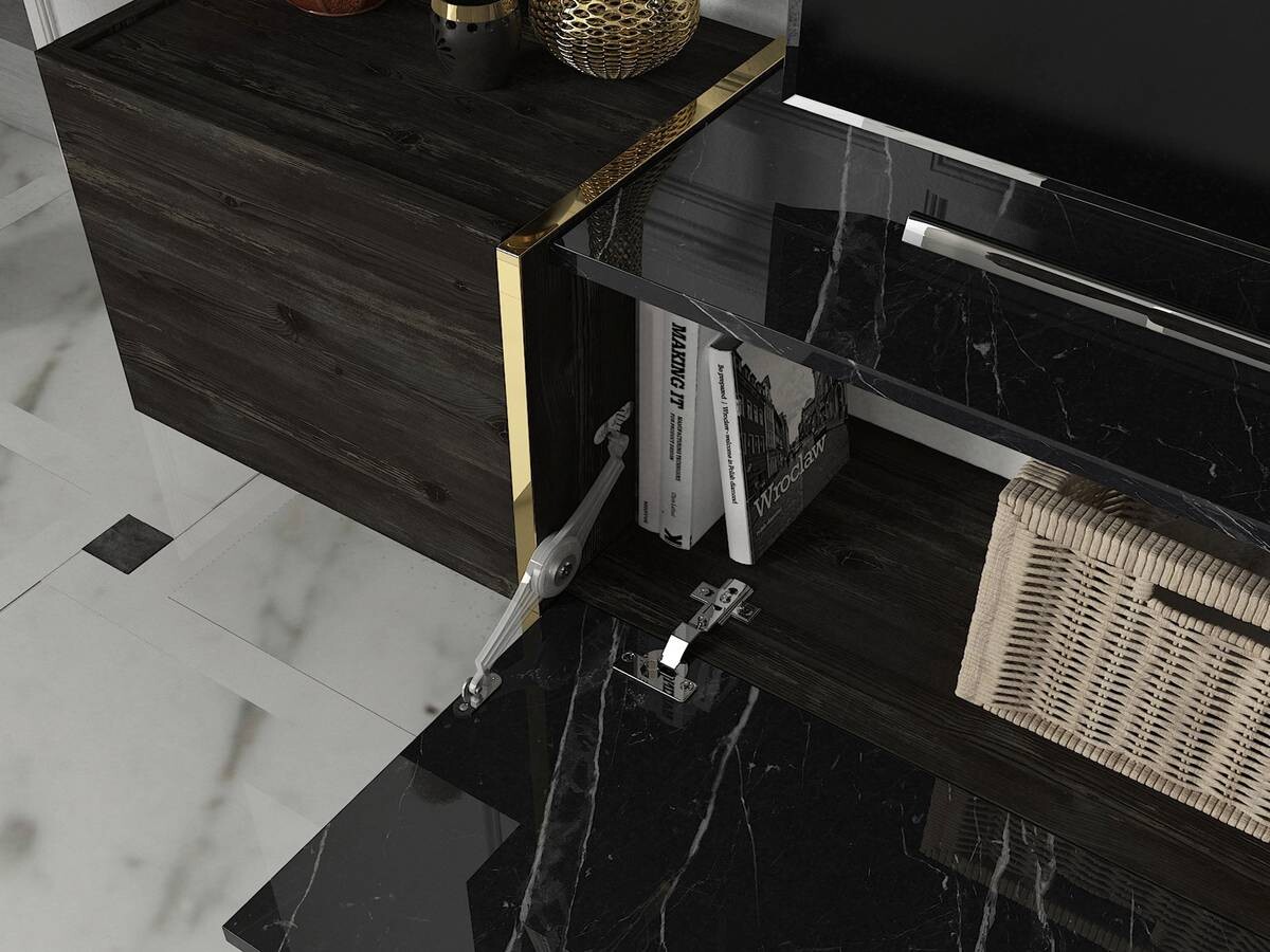 Wohnwand Veyron Rebab dunkel Marmoroptik B/H/T: ca. 180x45x32 cm