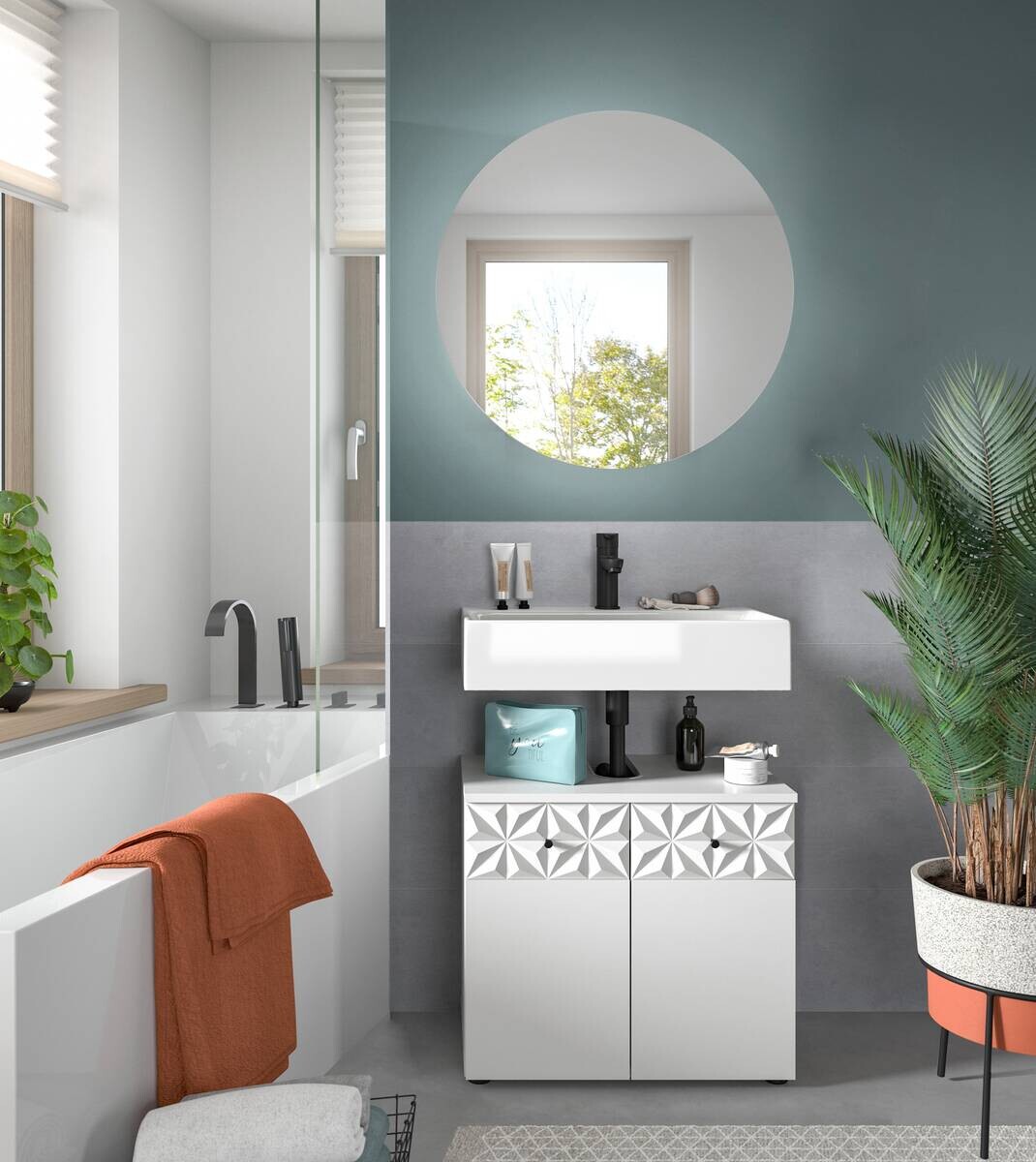 Badezimmer-Set Prisma weiß B/H/T: ca. 60x187x37 cm