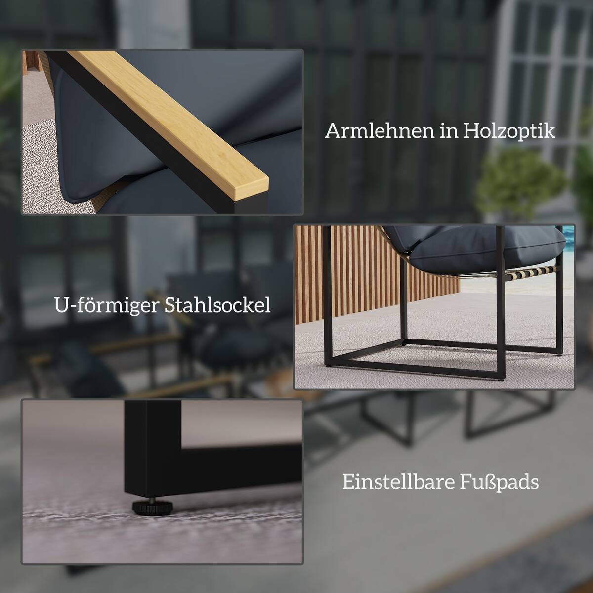 Outsunny Gartenmöbel-Set grau Polyester B/H/L: ca. 70x67x114 cm