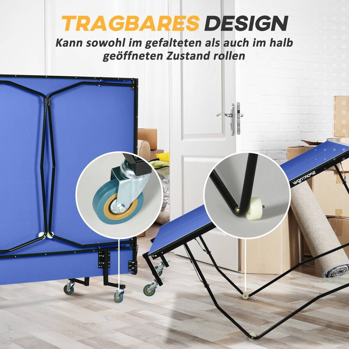 SPORTNOW Tischtennisplatte blau Stahl B/H/L: ca. 152,5x76x274 cm