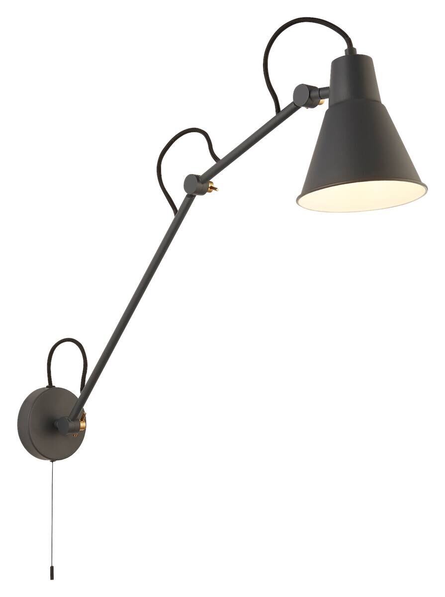 Searchlight Wandleuchte Swing Arm grau Stahl B/H/T: ca. 14x77x50 cm E27 1 Brennstellen