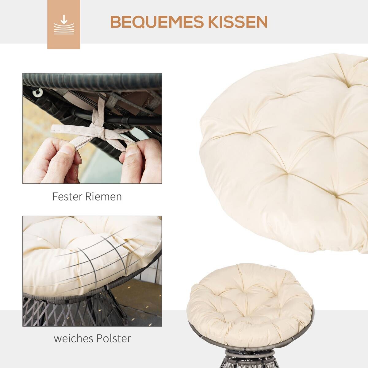 Outsunny Gartensessel beige Polyester B/H/L: ca. 97x87x90 cm