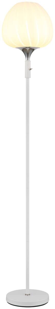 GLOBO Stehlampe Chrom Opal weiß Metall Glas H/D: ca. 165x29 cm E27 1 Brennstellen