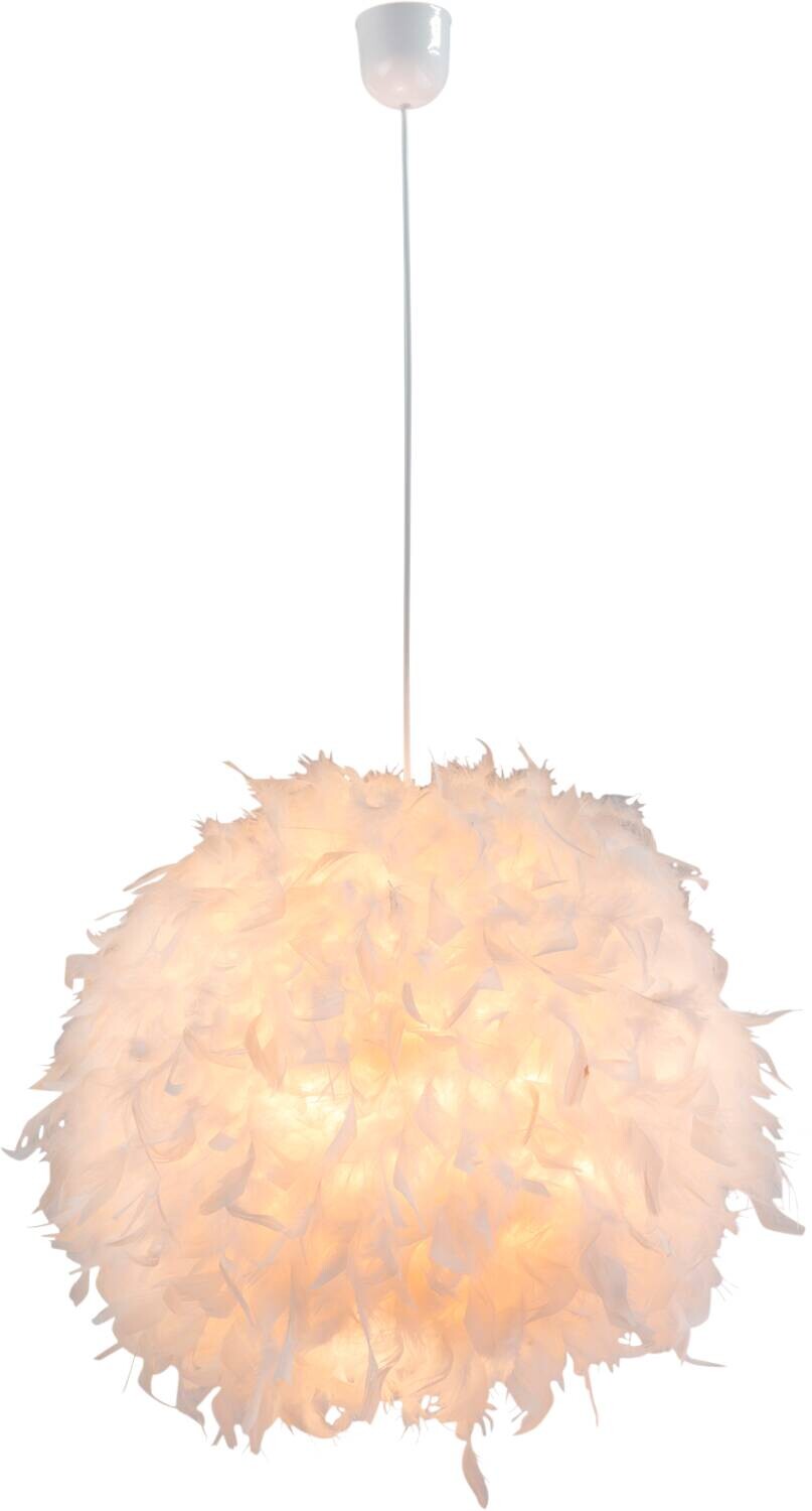 GLOBO Pendelleuchte weiß Textil Kunststoff H/T: ca. 120x45 cm E27 1 Brennstellen