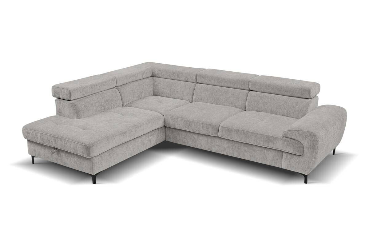 Ecksofa mit Bettfunktion und Bettkasten grau Microfaser B/H/T: ca. 256x73x202 cm