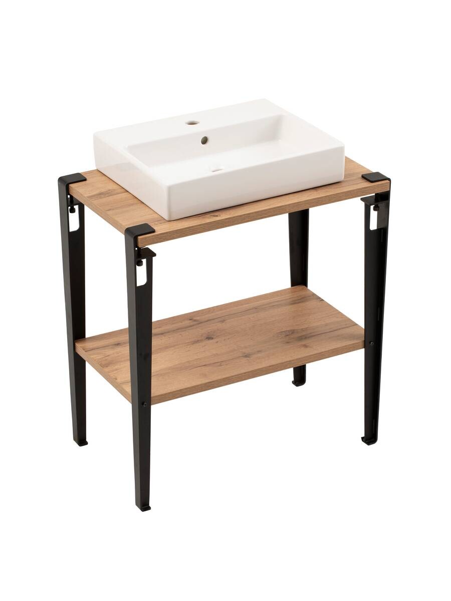 Waschbeckenunterschrank Tonder Eiche Nachbildung schwarz B/H/T: ca. 71x86,1x45 cm