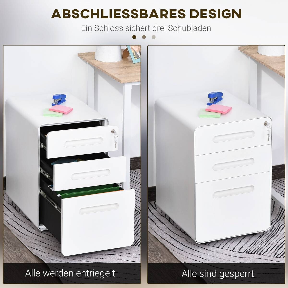 Rollcontainer 924-007WT weiß B/H/T: ca. 39x59x48 cm
