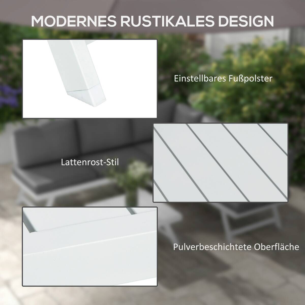 Outsunny Sitzgruppe grau Edelstahl B/H/L: ca. 61x115x65 cm