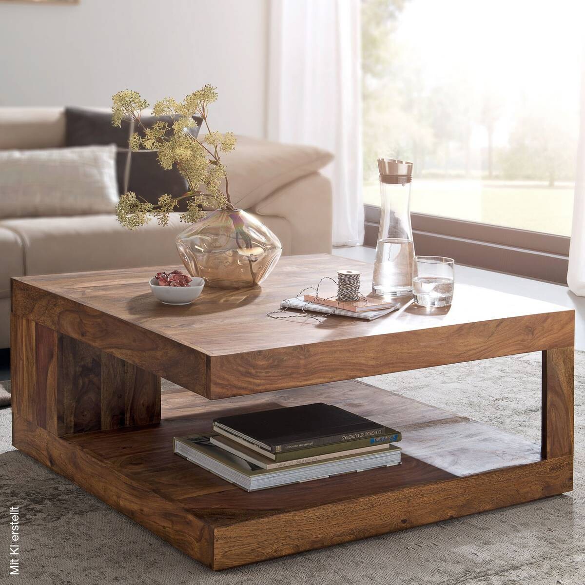 Couchtisch braun B/H/T: ca. 90x40x90 cm